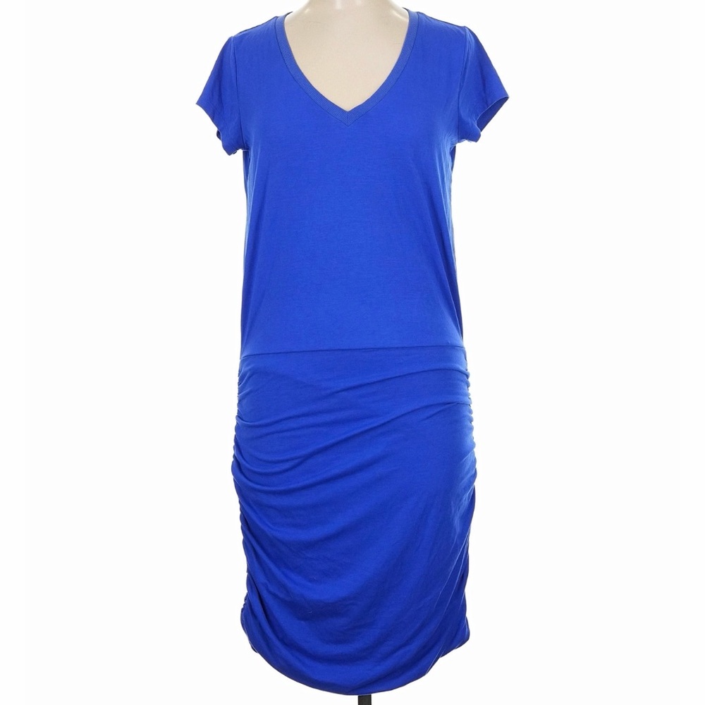 Athleta Blue Topanga Short Sleeve, Ruched Sides Bodycon Dress